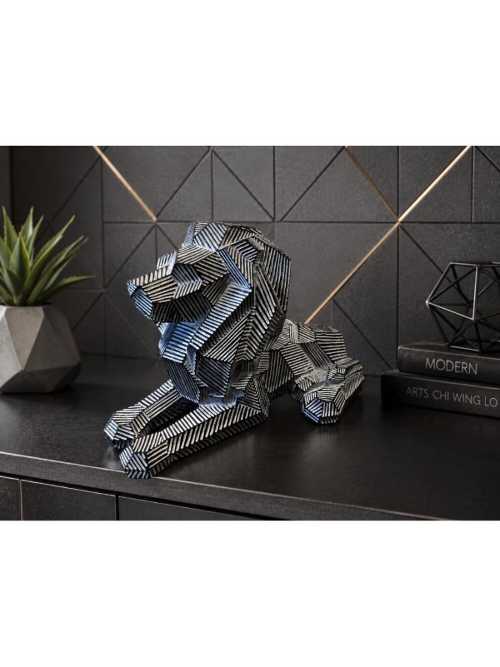 New Large Modern Geometric Lion Abstract Statue Figurine Art Deco Room Decor
